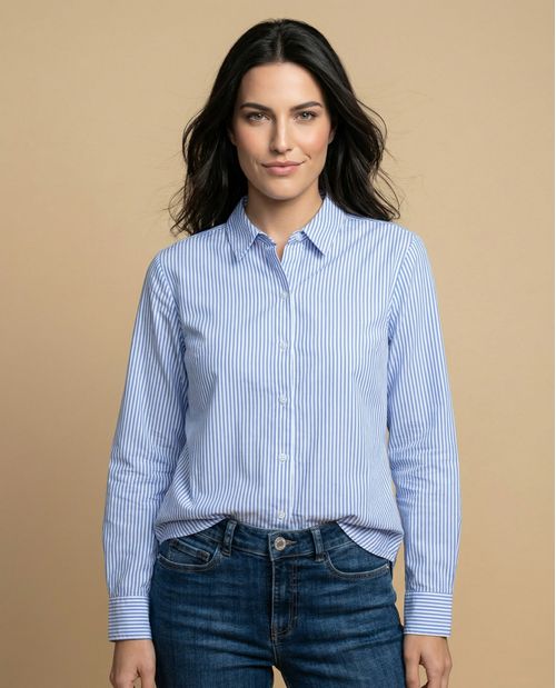 Camisa manga larga cuello camisero en algodón