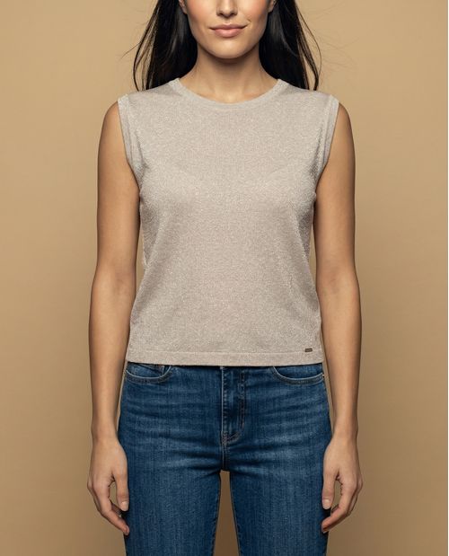 Camiseta manga corta con acabado brillante
