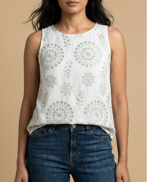 Camisa manga sisa de tejido con textura cuello redondo