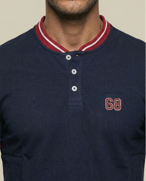 Polo manga corta cuello bomber con ribetes a rayas