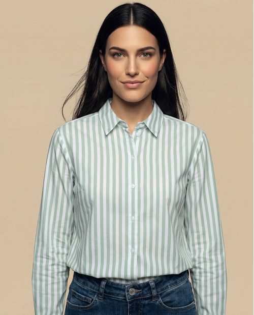 Camisa manga larga cuello camisero en algodón