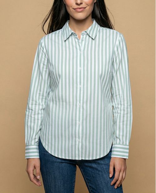 Camisa manga larga cuello camisero en algodón