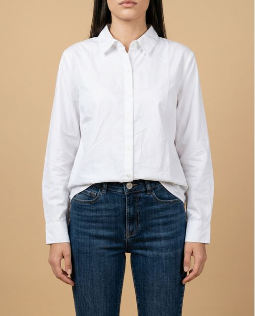 Camisa manga larga cuello camisero en algodón
