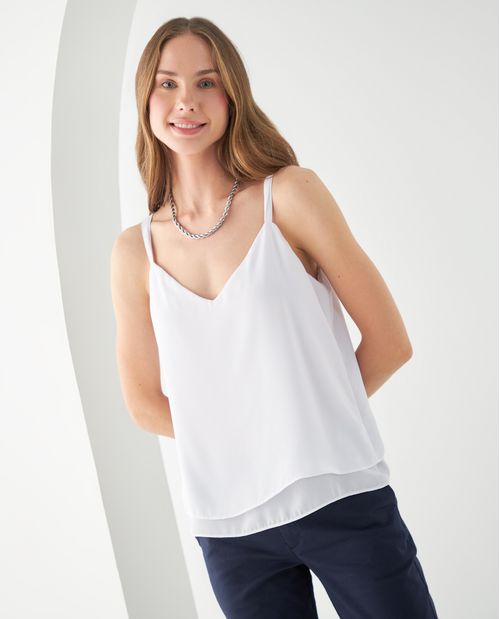 Camisa de tiras con escote en V y bajo en capas