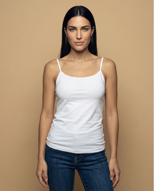 Camiseta básica de tiras en tejido acanalado