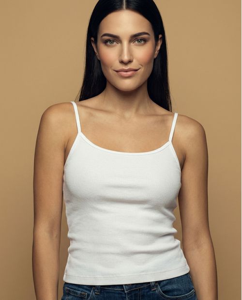 Camiseta básica de tiras en tejido acanalado