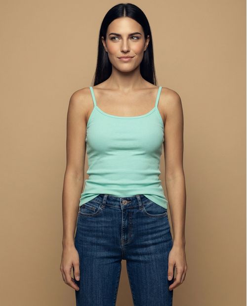 Camiseta básica de tiras en tejido acanalado