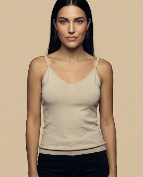 Camiseta básica de tiras en tejido acanalado