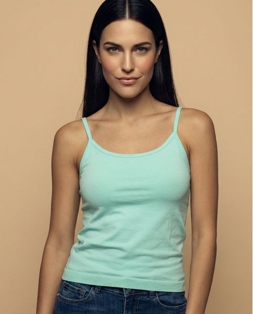 Camiseta básica de tiras en tejido acanalado