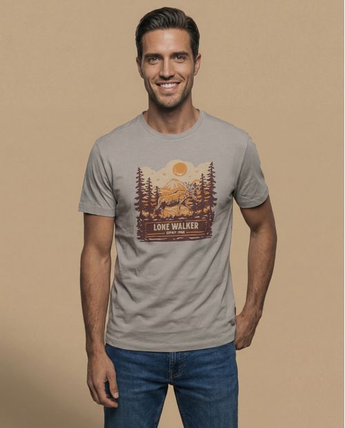 Camiseta manga corta con estampado gráfico outdoor para hombre