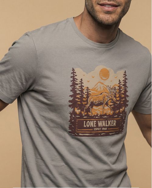 Camiseta manga corta con estampado gráfico outdoor para hombre