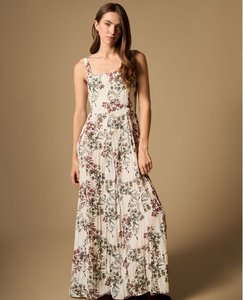 Vestido largo estampado de tiras con silueta fluida