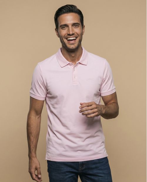 Polo manga corta en tejido piqué con logo bordado para hombre