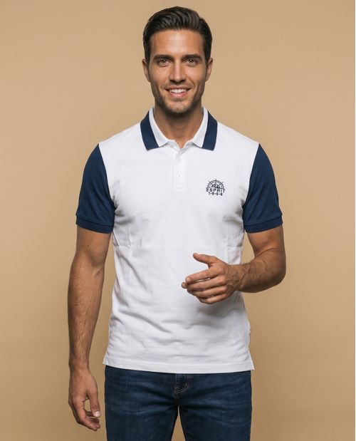 Polo manga corta con diseño en bloques de color para hombre