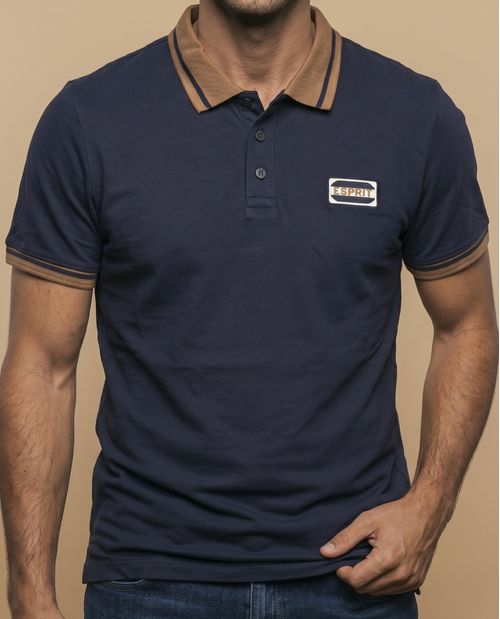 Polo manga corta con ribetes en contraste para hombre