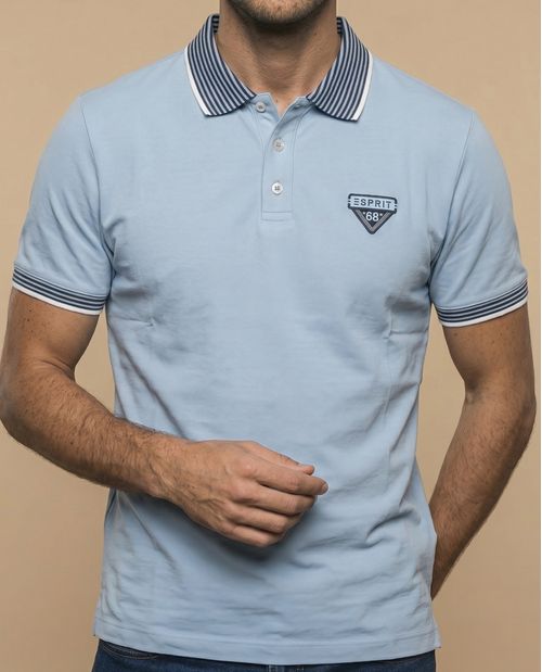 Polo manga corta con cuello camisero a rayas para hombre