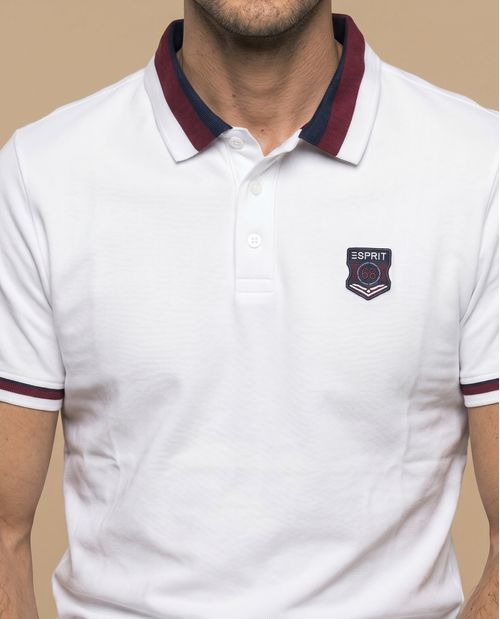 Polo manga corta con cuello acanalado a rayas para hombre