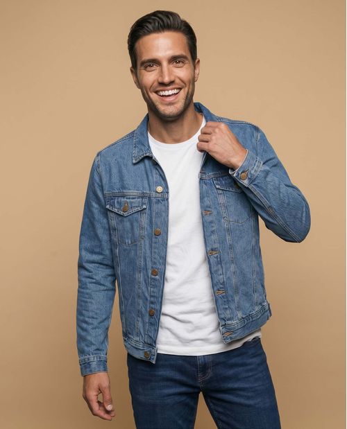 Chaqueta de denim con bolsillos frontales