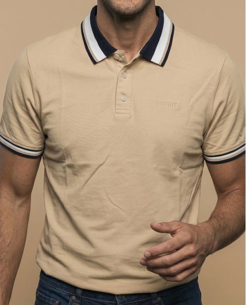 Polo cuello perilla larga beige