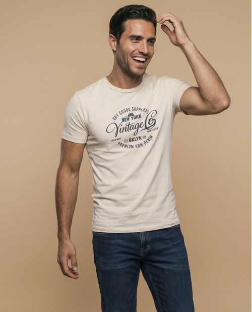 Camiseta manga corta con estampado gráfico vintage para hombre