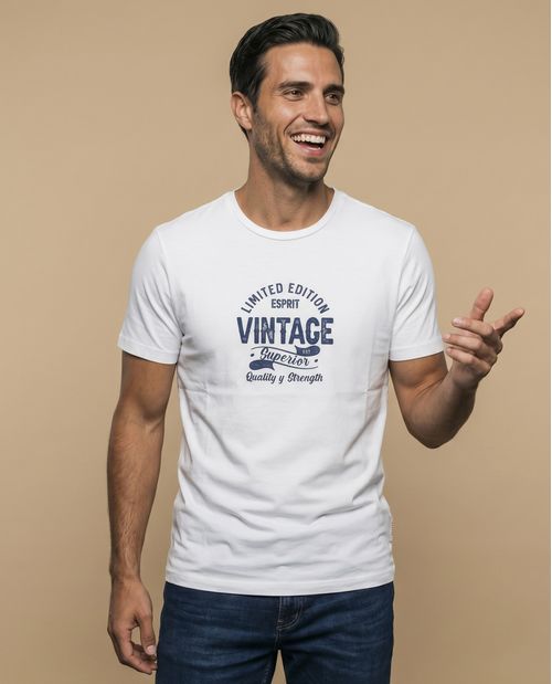 Camiseta manga corta con estampado gráfico vintage para hombre