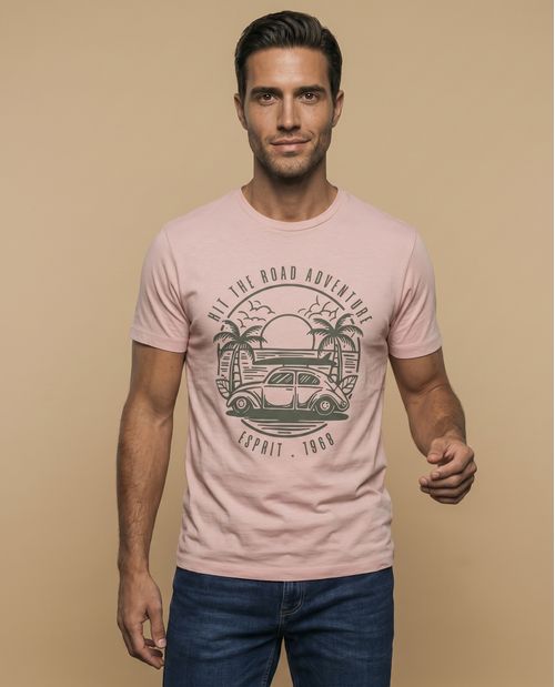 Camiseta básica manga corta con cuello redondo para hombre