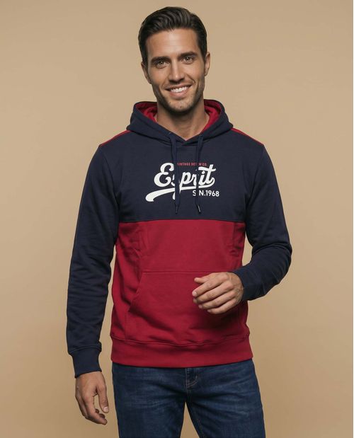 Sudadera con capucha y estampado en bloques de color para hombre