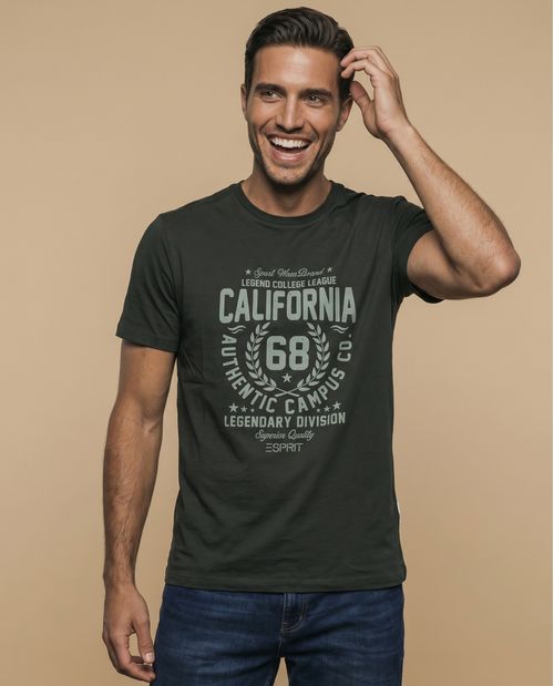Camiseta manga corta con estampado universitario para hombre