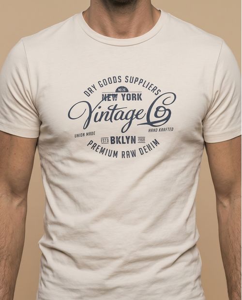 Camiseta manga corta con estampado gráfico vintage para hombre