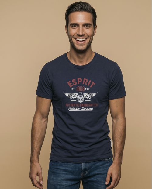 Camiseta manga corta con estampado gráfico estilo vintage para hombre