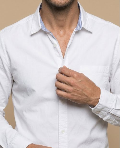 Camisa oxford manga larga con cuello button-down para hombre