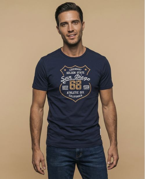 Camiseta básica manga corta con cuello redondo para hombre