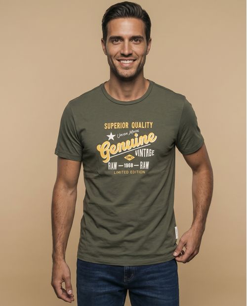 Camiseta verde militar algodón