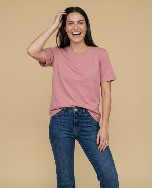 Camiseta manga corta bordada