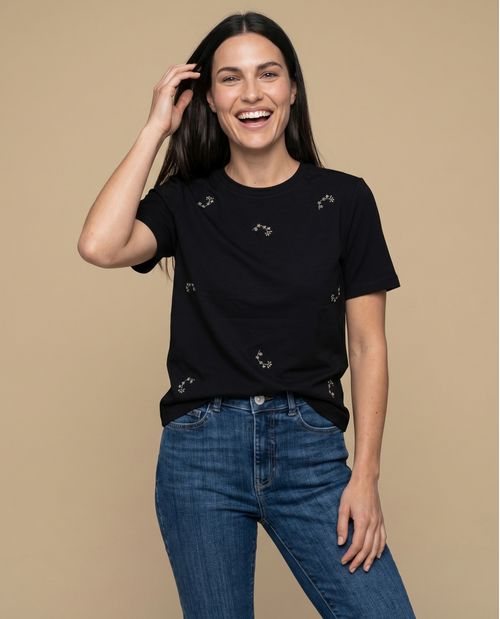 Camiseta manga corta bordada