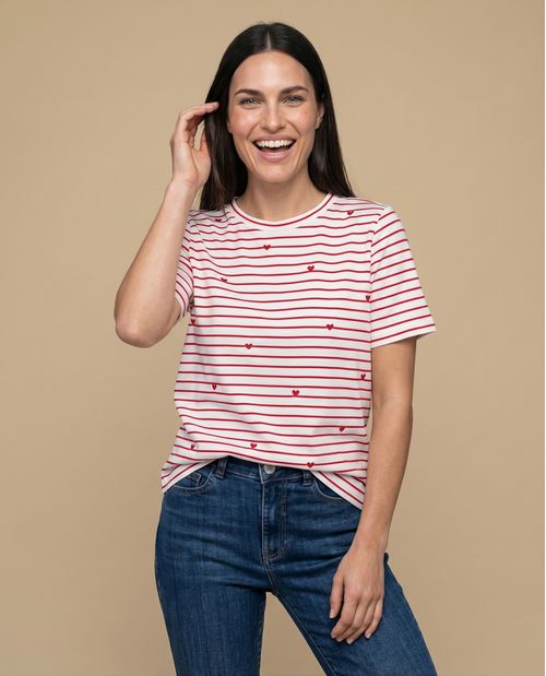 Camiseta manga corta rayas rojas