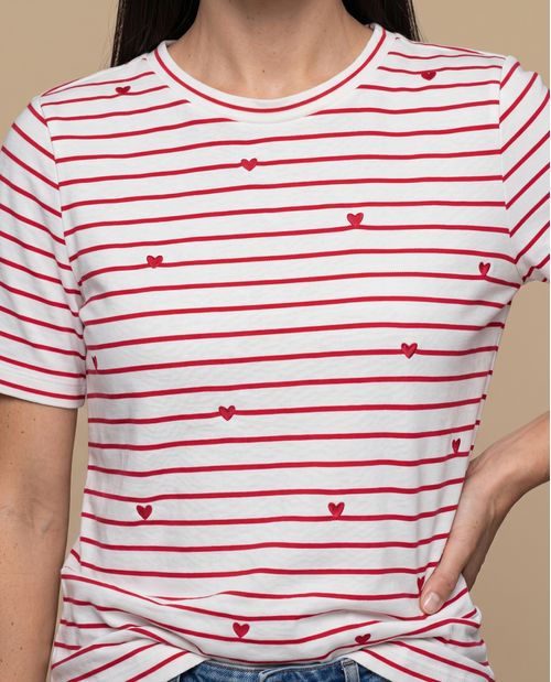 Camiseta manga corta rayas rojas