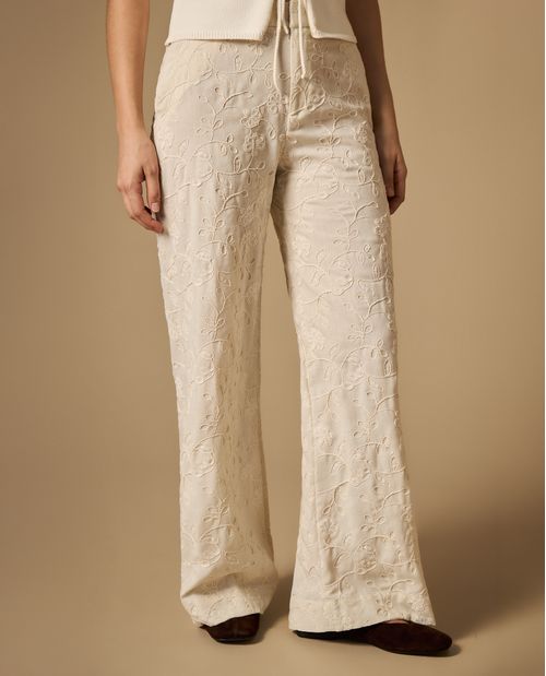 Pantalón straight tobillero mezcla lino