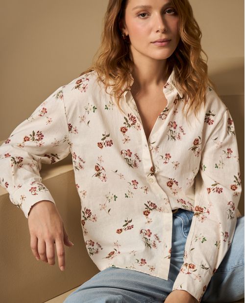 Camisa camisera estampada de manga larga