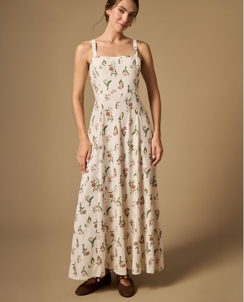 Vestido largo de tiras con estampado floral