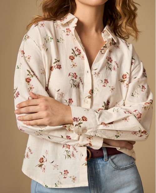 Camisa camisera estampada de manga larga
