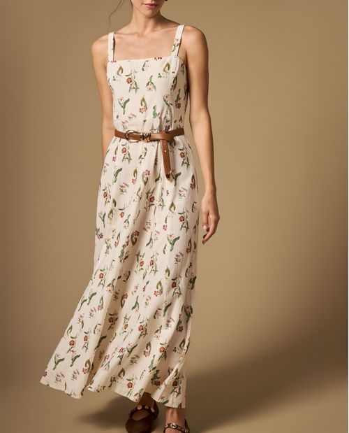 Vestido largo de tiras con estampado floral
