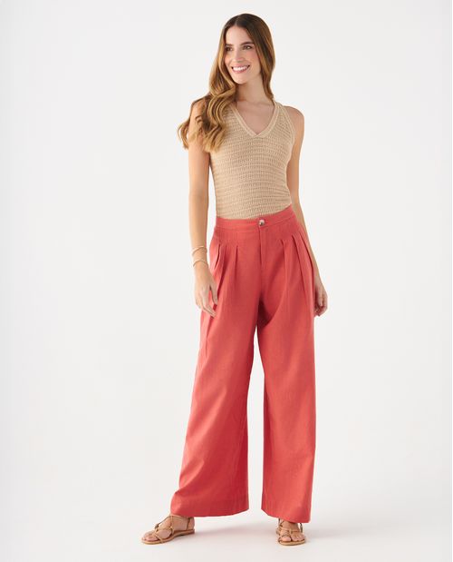 Pantalón Wide Leg Lino-Algodón