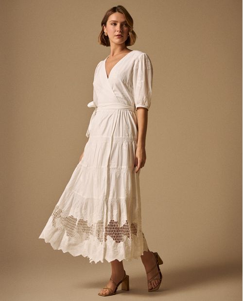 Vestido Wrap Algodón Largo