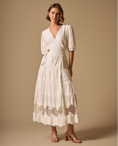 Vestido Wrap Algodón Largo