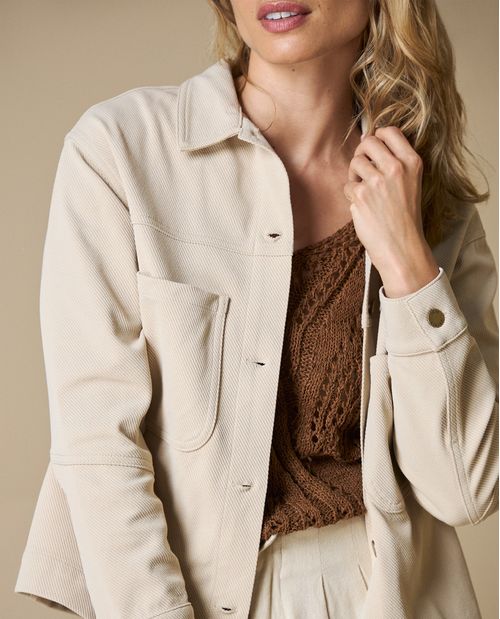 Chaqueta larga estructurada beige