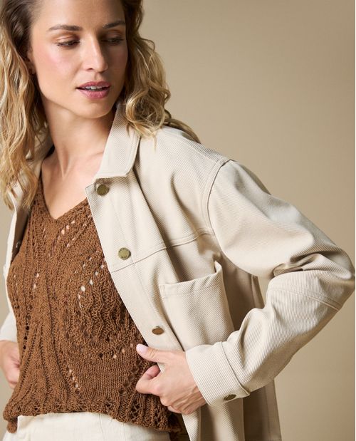 Chaqueta larga estructurada beige