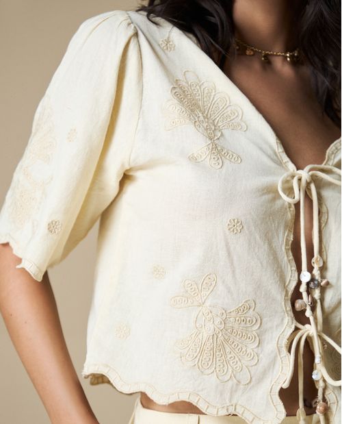 Camisa manga corta lazo frontal