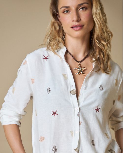 Camisa manga larga estampada marina