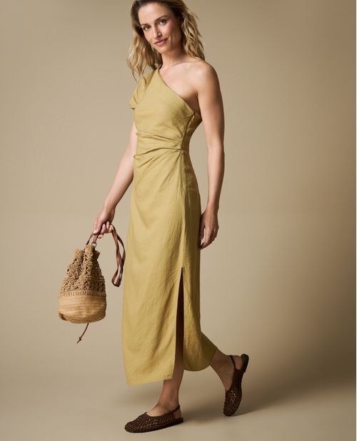 Vestido Corte Ajustado Mostaza